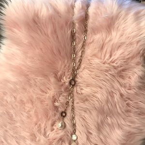 Gold necklace with silver coin detail,large pearls